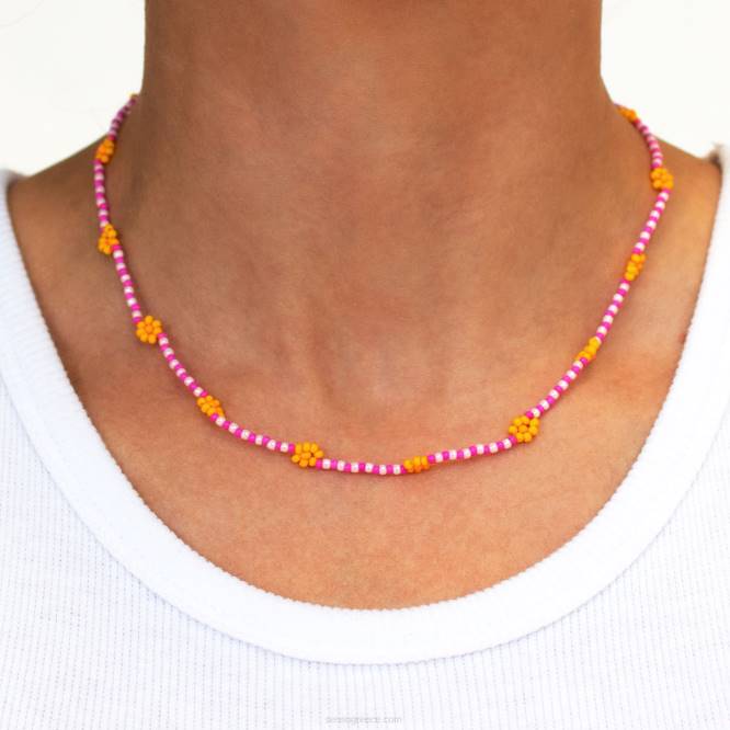 γρ Senso κοσμήματα ροζ μαργαρίτα αλυσίδα τσόκερ ροζ D4LN585