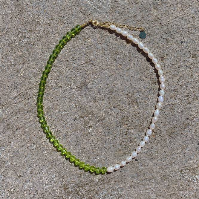 γρ Senso κοσμήματα πέρλα και swarovski choker green D4LN580